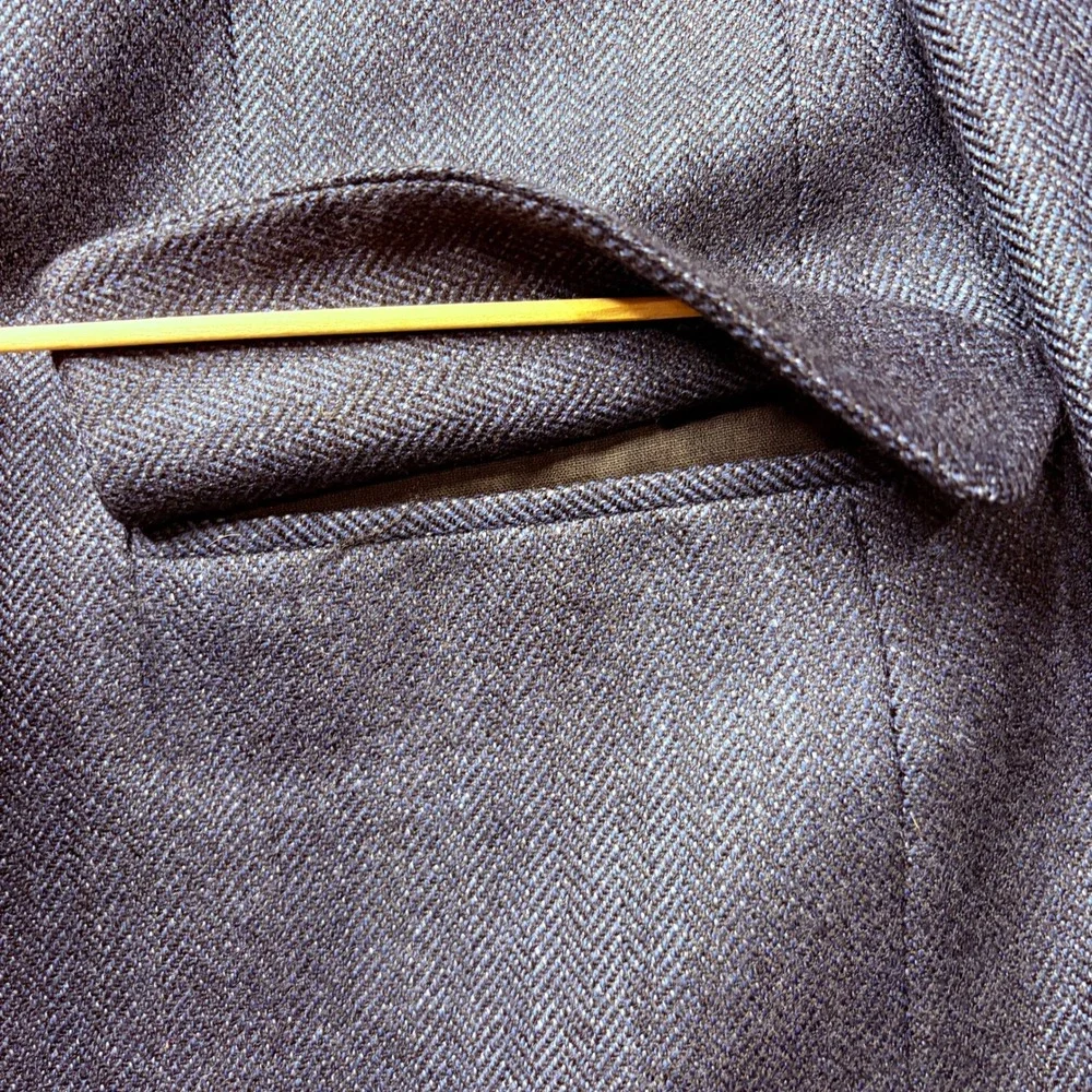 Vtg Bill Blass Blazer Mens 40L Navy Blue Herringbone Wool Two Button Sport Coat